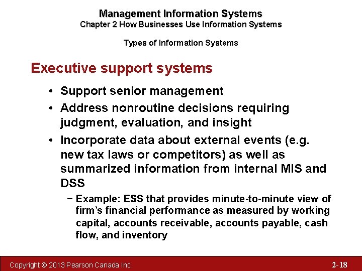 Management Information Systems Chapter 2 How Businesses Use Information Systems Types of Information Systems