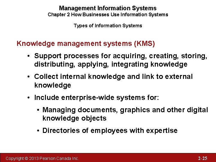 Management Information Systems Chapter 2 How Businesses Use Information Systems Types of Information Systems