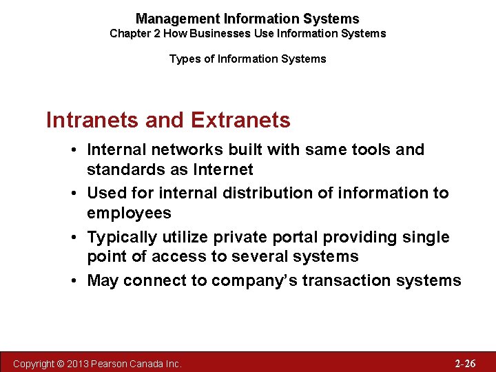 Management Information Systems Chapter 2 How Businesses Use Information Systems Types of Information Systems