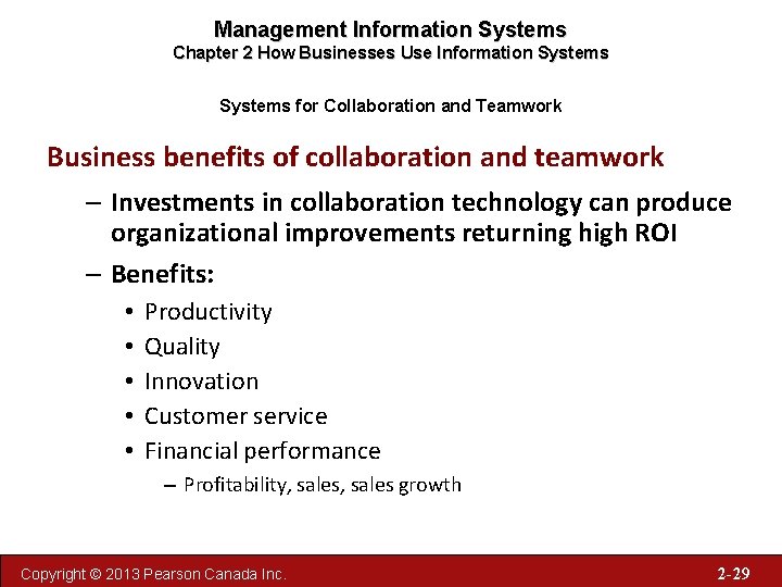 Management Information Systems Chapter 2 How Businesses Use Information Systems for Collaboration and Teamwork