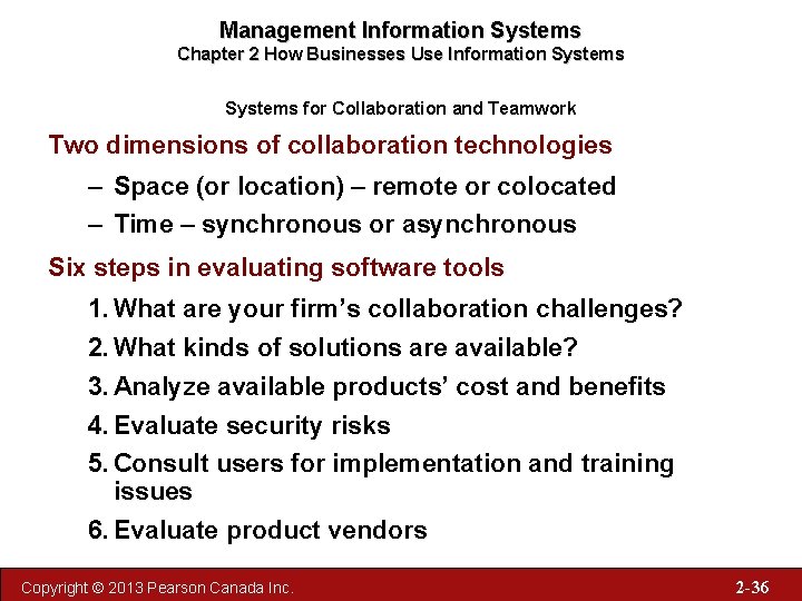 Management Information Systems Chapter 2 How Businesses Use Information Systems for Collaboration and Teamwork