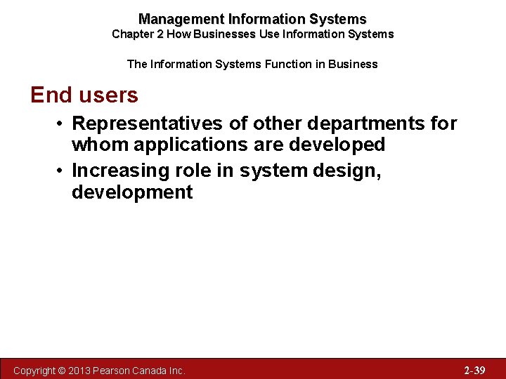Management Information Systems Chapter 2 How Businesses Use Information Systems The Information Systems Function