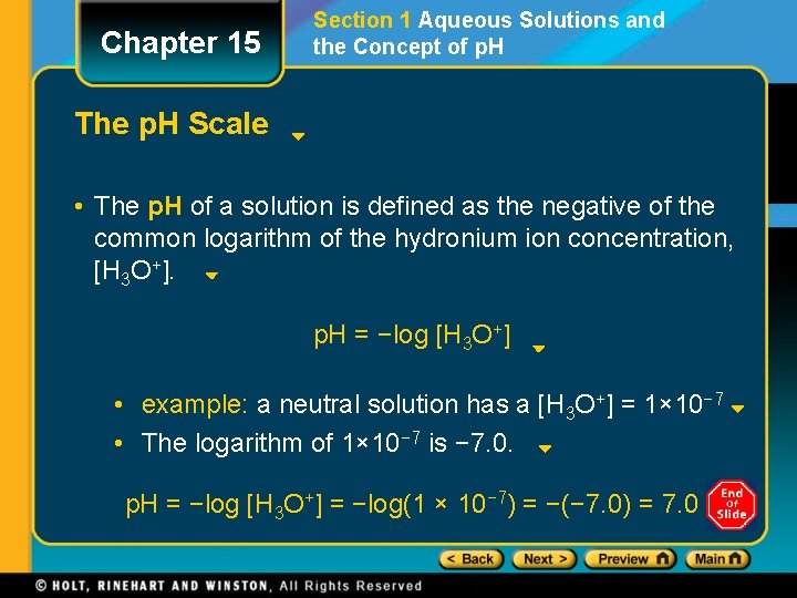 Chapter 15 Section 1 Aqueous Solutions and the Concept of p. H The p.
