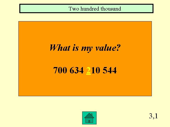 Two hundred thousand What is my value? 700 634 210 544 3, 1 