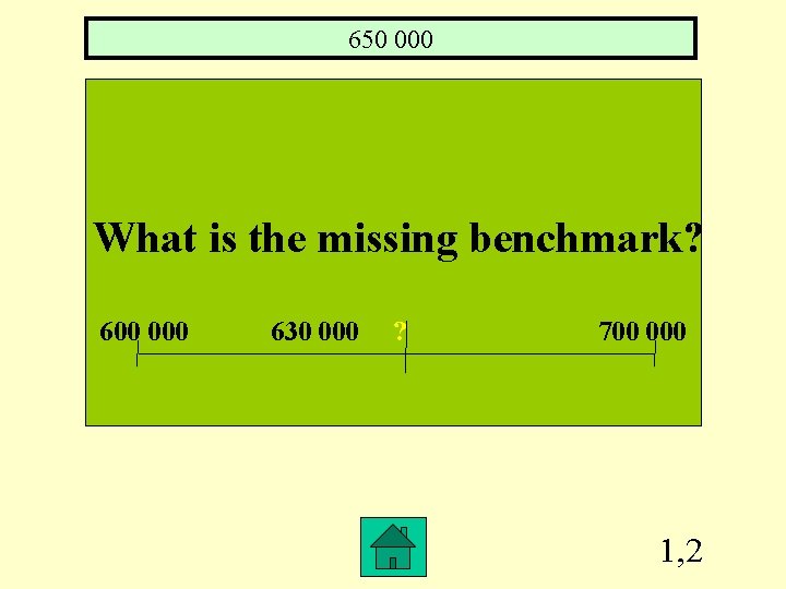 650 000 What is the missing benchmark? 600 000 630 000 ? 700 000