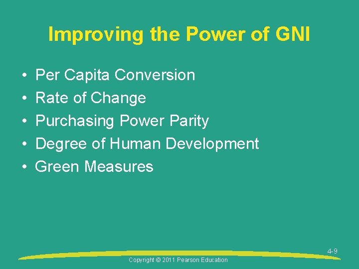 Improving the Power of GNI • • • Per Capita Conversion Rate of Change