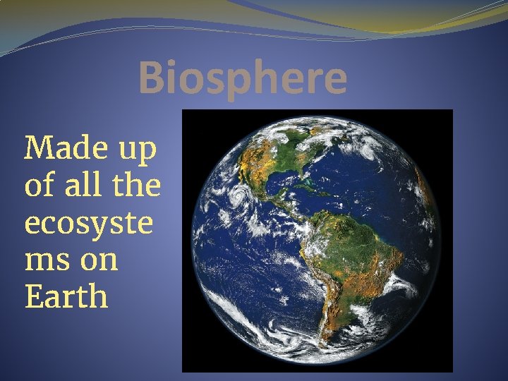 Biosphere Made up of all the ecosyste ms on Earth 