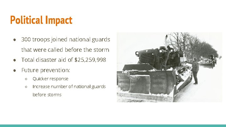 Political Impact ● 300 troops joined national guards that were called before the storm