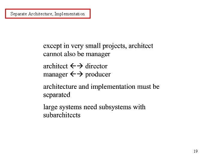 Separate Architecture, Implementation 19 
