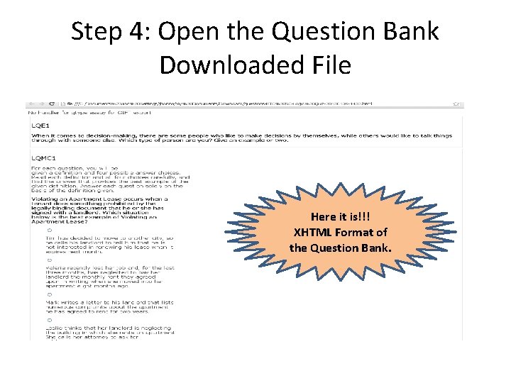 Step 4: Open the Question Bank Downloaded File Here it is!!! XHTML Format of