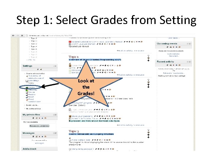 Step 1: Select Grades from Setting Look at the Grades! 
