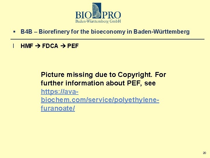 § B 4 B – Biorefinery for the bioeconomy in Baden-Württemberg l HMF FDCA
