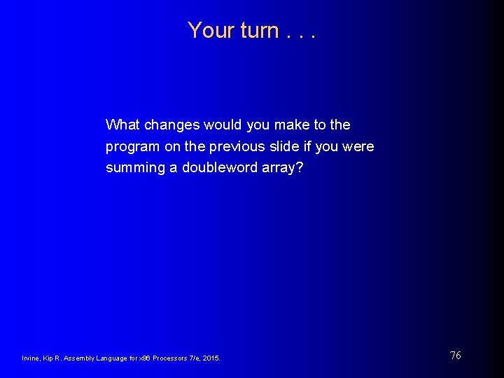 Your turn. . . What changes would you make to the program on the Your turn. . . What changes would you make to the program on the