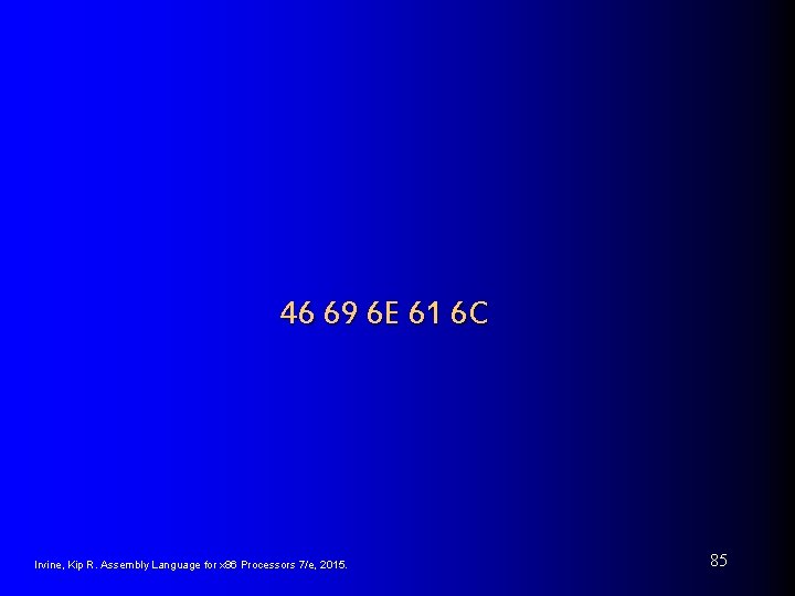 46 69 6 E 61 6 C Irvine, Kip R. Assembly Language for x 46 69 6 E 61 6 C Irvine, Kip R. Assembly Language for x