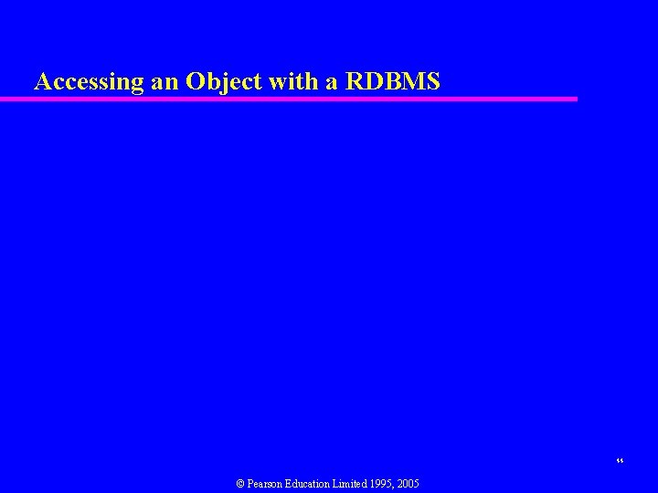 Accessing an Object with a RDBMS 44 © Pearson Education Limited 1995, 2005 