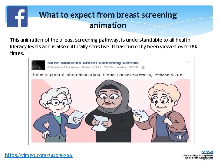 What to expect from breast screening animation This animation of the breast screening pathway,