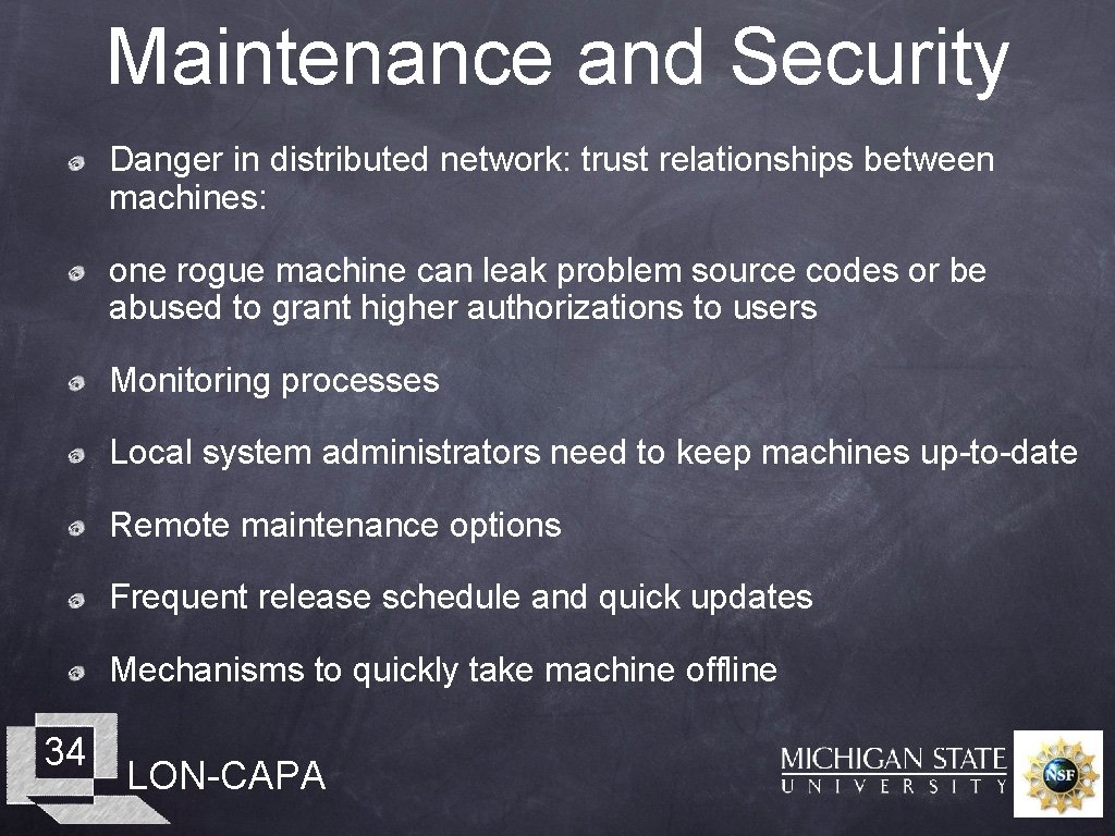 Maintenance and Security Danger in distributed network: trust relationships between machines: one rogue machine