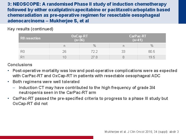 3: NEOSCOPE: A randomised Phase II study of induction chemotherapy followed by either oxaliplatin/capecitabine