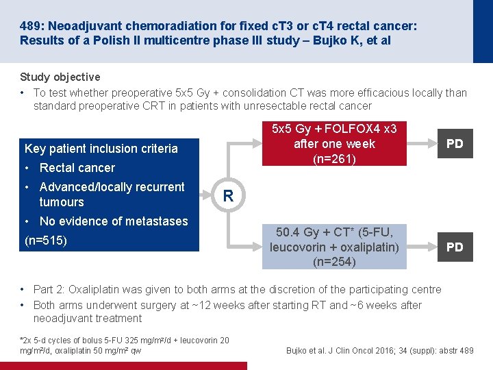 489: Neoadjuvant chemoradiation for fixed c. T 3 or c. T 4 rectal cancer:
