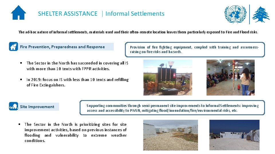 SHELTER ASSISTANCE | Informal Settlements The ad-hoc nature of informal settlements, materials used and