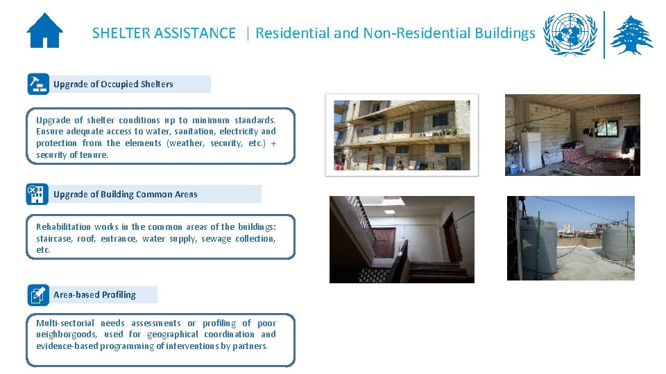 SHELTER ASSISTANCE | Residential and Non-Residential Buildings Upgrade of Occupied Shelters Upgrade of shelter