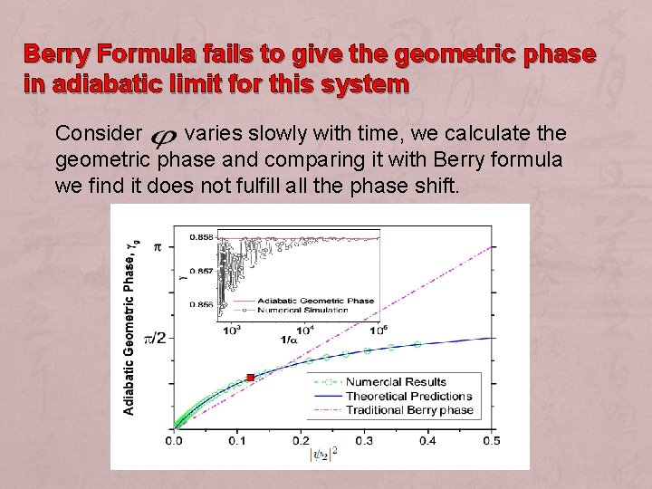 Berry Formula fails to give the geometric phase in adiabatic limit for this system