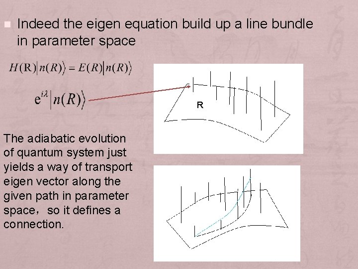 n Indeed the eigen equation build up a line bundle in parameter space R