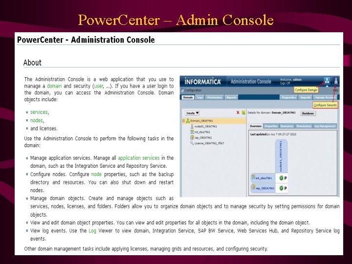 Power. Center – Admin Console 