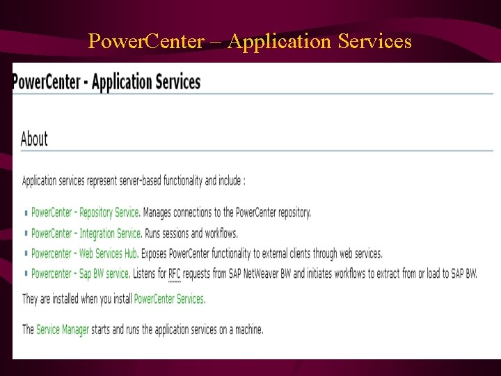 Power. Center – Application Services 