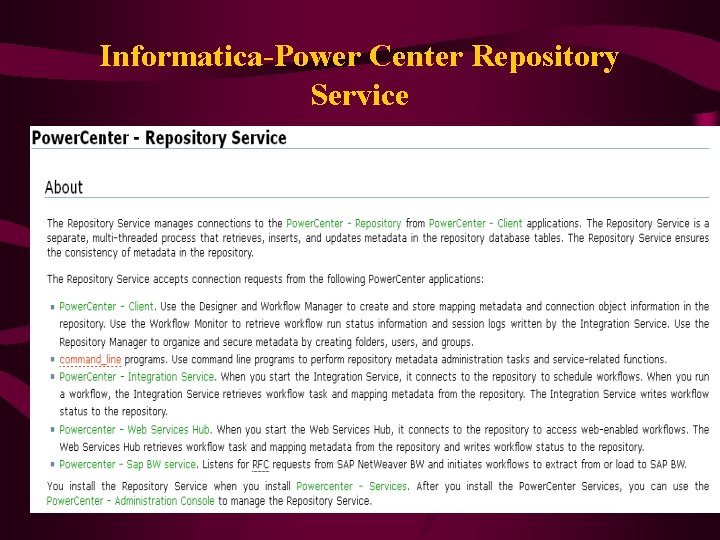 Informatica-Power Center Repository Service 