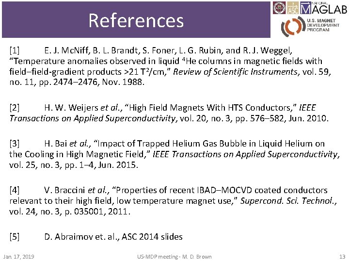 References [1] E. J. Mc. Niff, B. L. Brandt, S. Foner, L. G. Rubin,