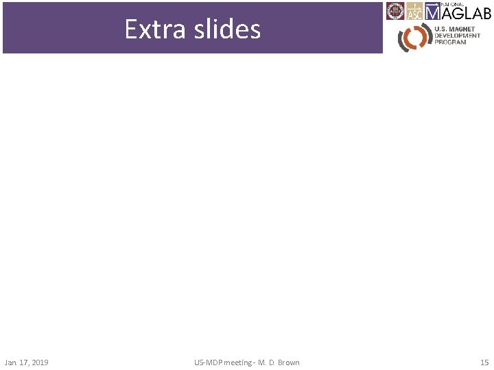 Extra slides Jan. 17, 2019 US‐MDP meeting ‐ M. D. Brown 15 