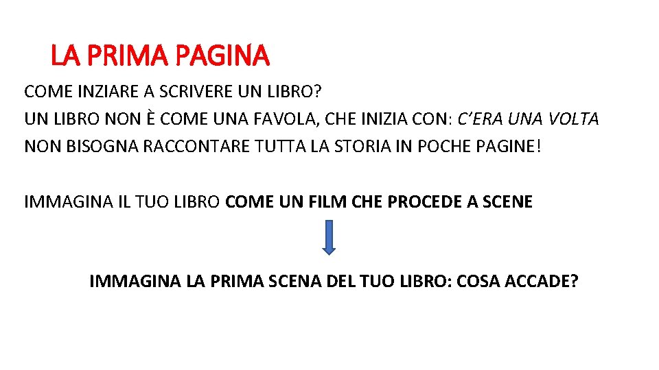 LA PRIMA PAGINA COME INZIARE A SCRIVERE UN LIBRO? UN LIBRO NON È COME