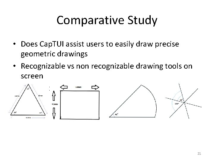 Comparative Study • Does Cap. TUI assist users to easily draw precise geometric drawings