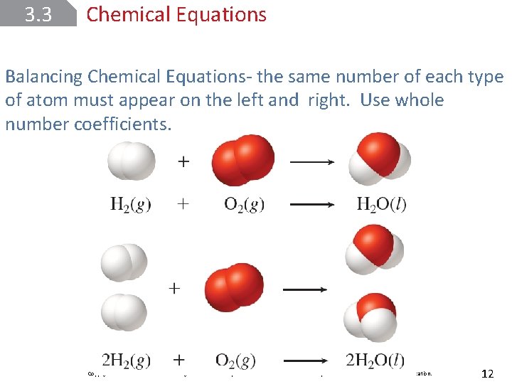 3. 3 Chemical Equations Balancing Chemical Equations- the same number of each type of