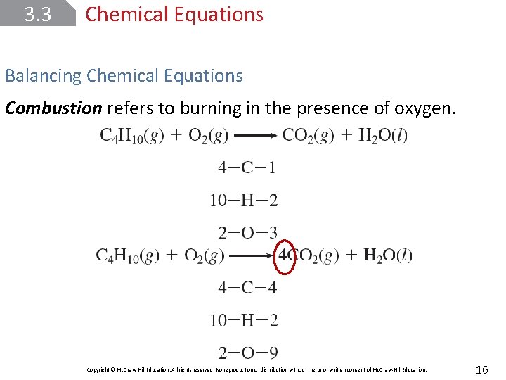 3. 3 Chemical Equations Balancing Chemical Equations Combustion refers to burning in the presence