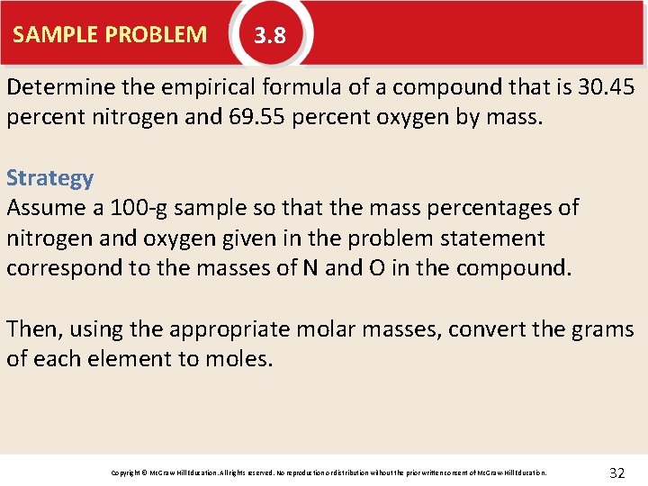SAMPLE PROBLEM 3. 8 Determine the empirical formula of a compound that is 30.