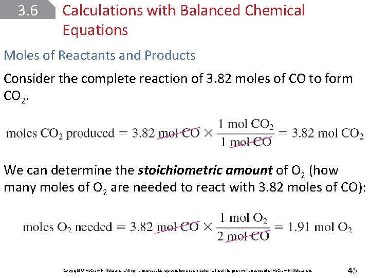 3. 6 Calculations with Balanced Chemical Equations Moles of Reactants and Products Consider the