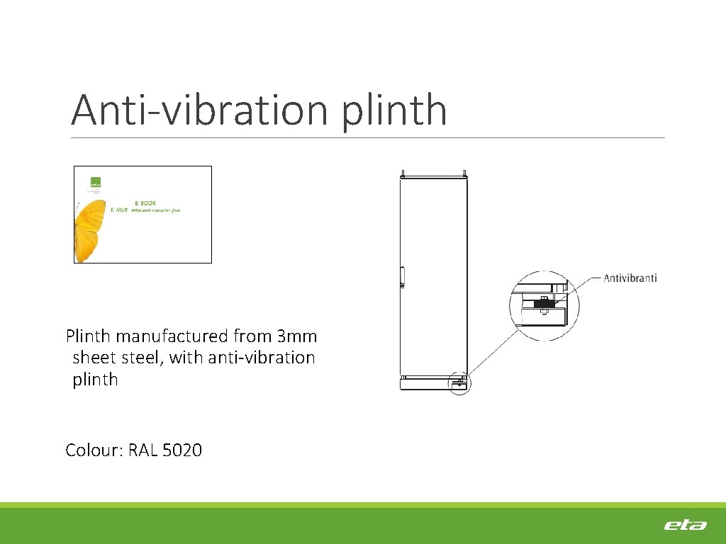 Anti-vibration plinth Plinth manufactured from 3 mm sheet steel, with anti-vibration plinth Colour: RAL