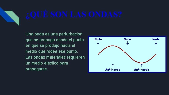 ¿QUÉ SON LAS ONDAS? Una onda es una perturbación que se propaga desde el