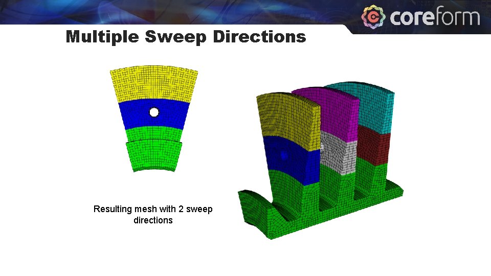 Multiple Sweep Directions Resulting mesh with 2 sweep directions 