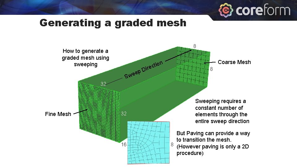 Generating a graded mesh 8 How to generate a graded mesh using sweeping p