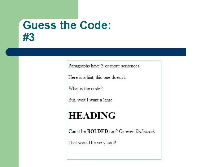 Guess the Code: #3 Guess the Code: #3