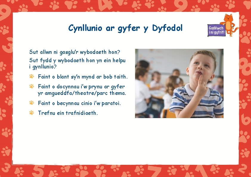 Cynllunio ar gyfer y Dyfodol Sut allwn ni gasglu’r wybodaeth hon? Sut fydd y