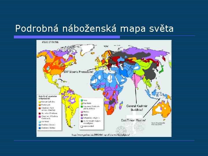 Podrobná náboženská mapa světa 