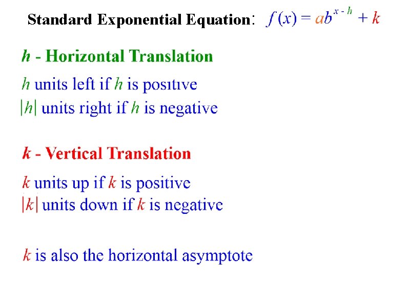 Standard Exponential Equation: 