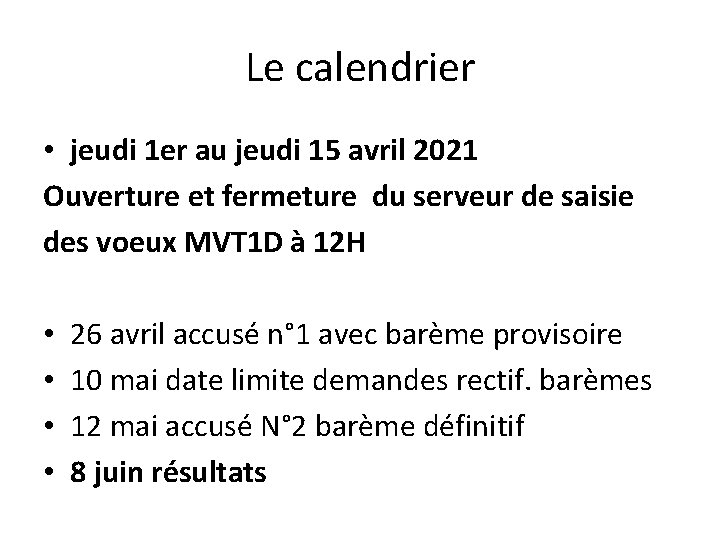 Le calendrier • jeudi 1 er au jeudi 15 avril 2021 Ouverture et fermeture