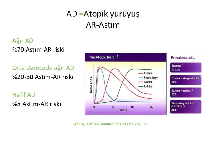AD Atopik yürüyüş AR-Astım Ağır AD %70 Astım-AR riski Orta derecede ağır AD %20