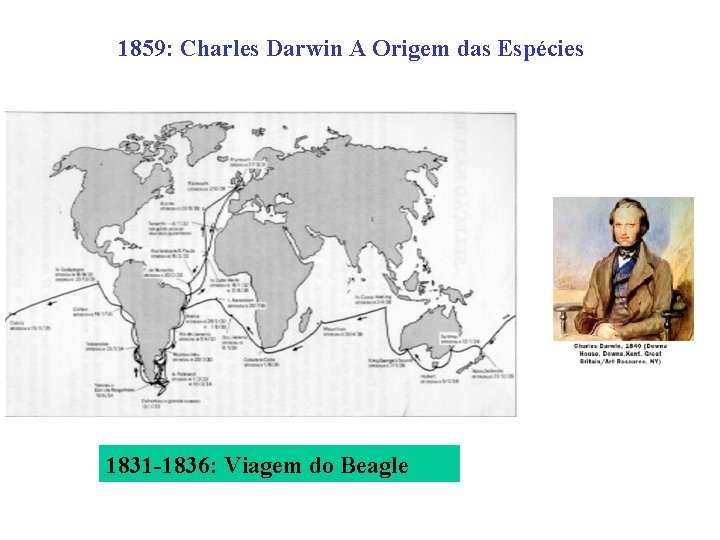 1859: Charles Darwin A Origem das Espécies 1831 -1836: Viagem do Beagle 