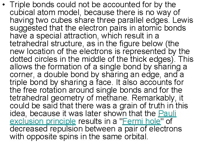  • Triple bonds could not be accounted for by the cubical atom model,